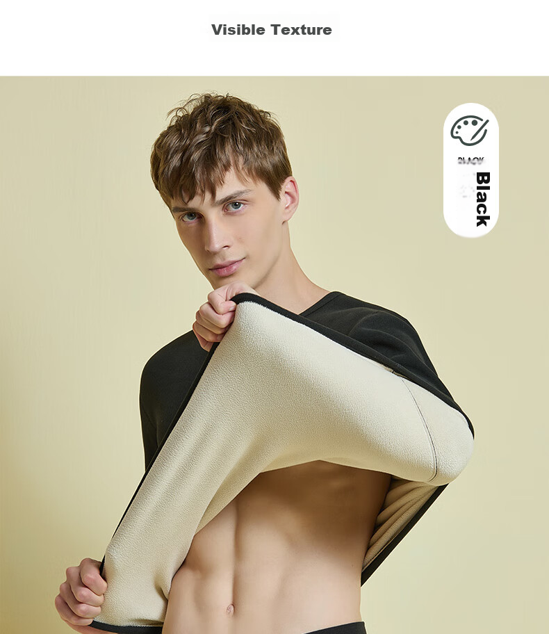 LangSha Thermal Underwear for Men, Fleece-Lined Thickened Top, Single Piece Autumn And Winter Inner Wear, Slim-Fit Cotton Sweater, Fleece-Lined Base Layer 17
