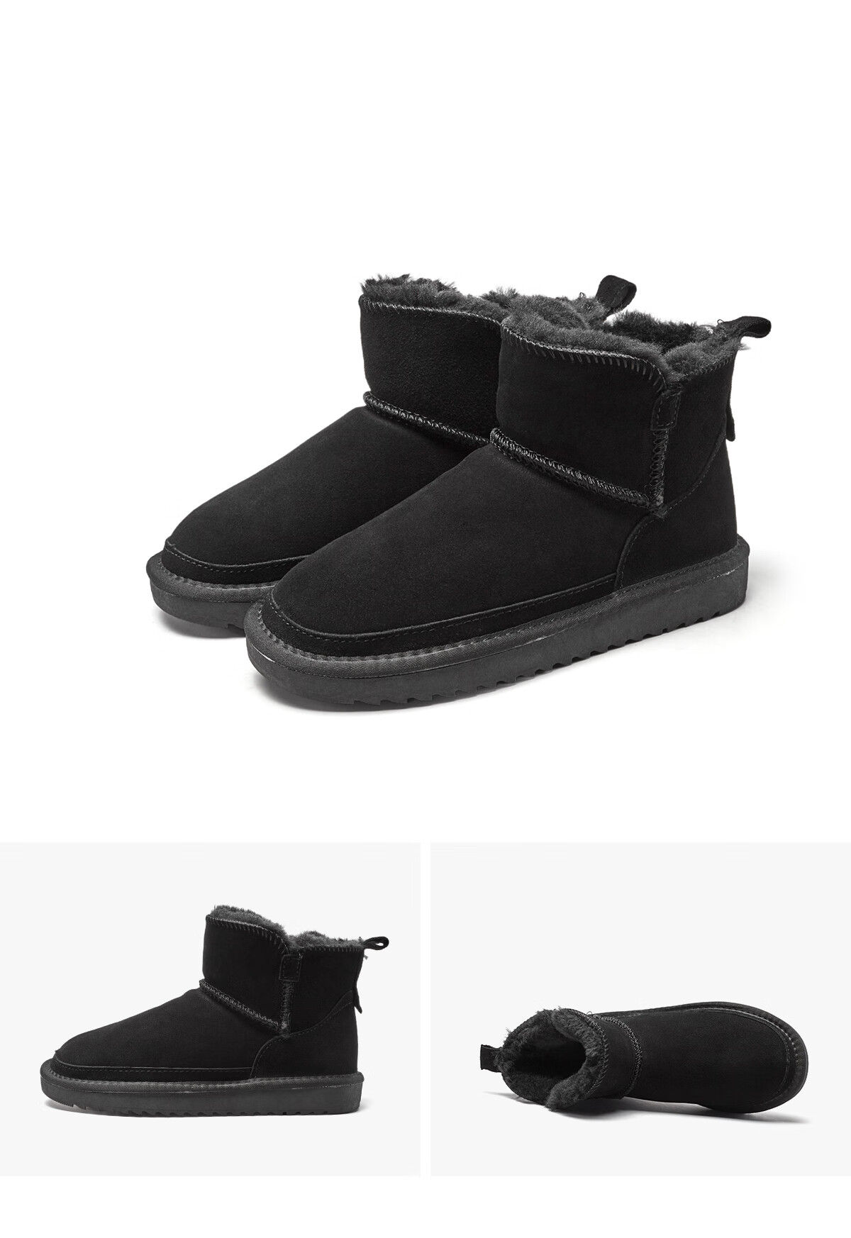 Yierkang Women's Short Snow Boots, Fleece-Lined Warm Bread Shoes, 26322W, Black, Size 36 10