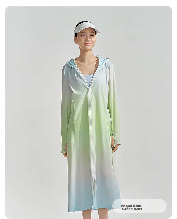 BOSIDENG National Standard Sun Protection Clothing for Women, Extra Long Style, Cool And Breathable, Full Body UV Protection, Slim Fit, Heightening Effect, Travel Jacket 38