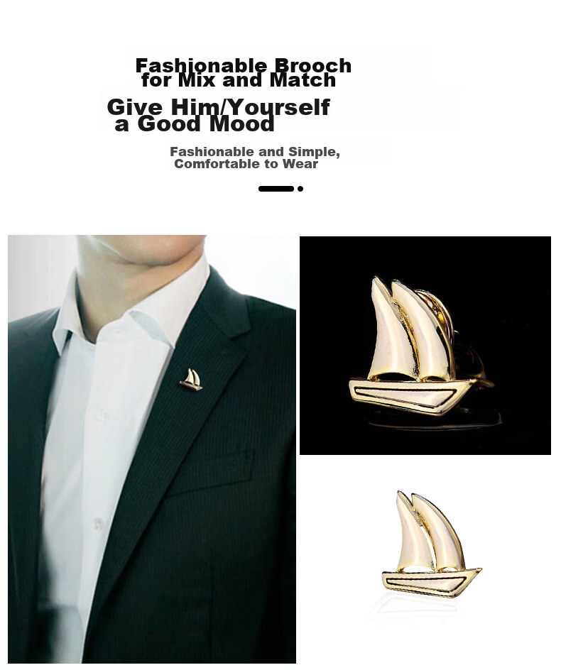 Dijing Chest Pin, Men's Sailboat Brooch, Suit Lapel Flower, High-End Lapel Pin, Luxury Medal, Birthday Gift for Me 7