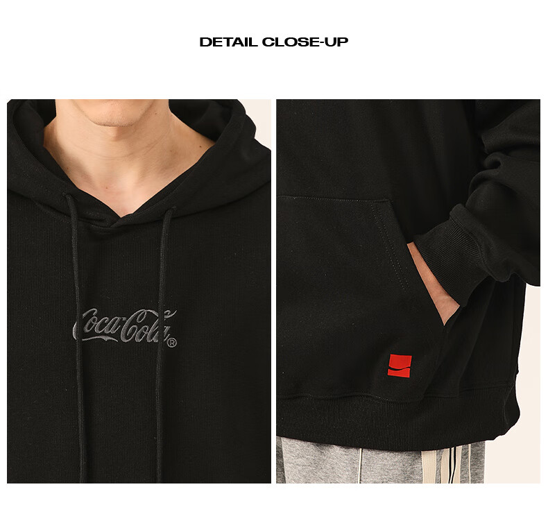Coca-Cola Hoodie for Men, Spring And Autumn Casual Hooded Jacket, Couple's Outerwear, Black, S (90-110 Jin) 14