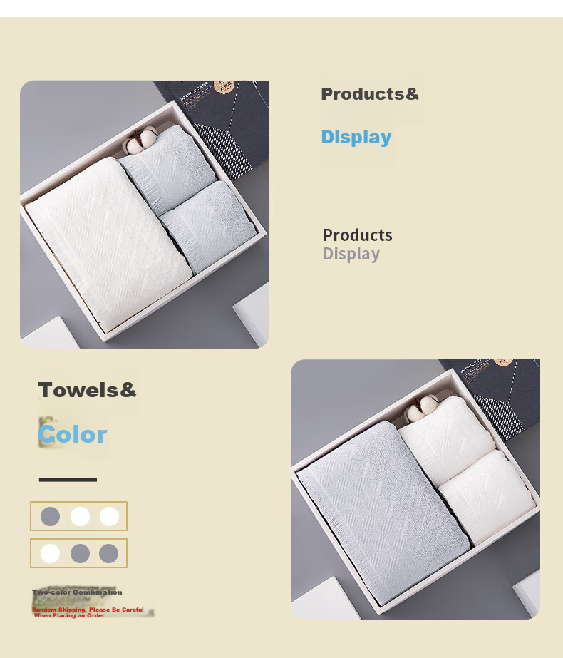 Grace Pure Cotton Antibacterial Towel And Bath Towel Set of Three, Wind-Proof Style Comfortable Towels Gift Box Set, White + Gray Sports 8