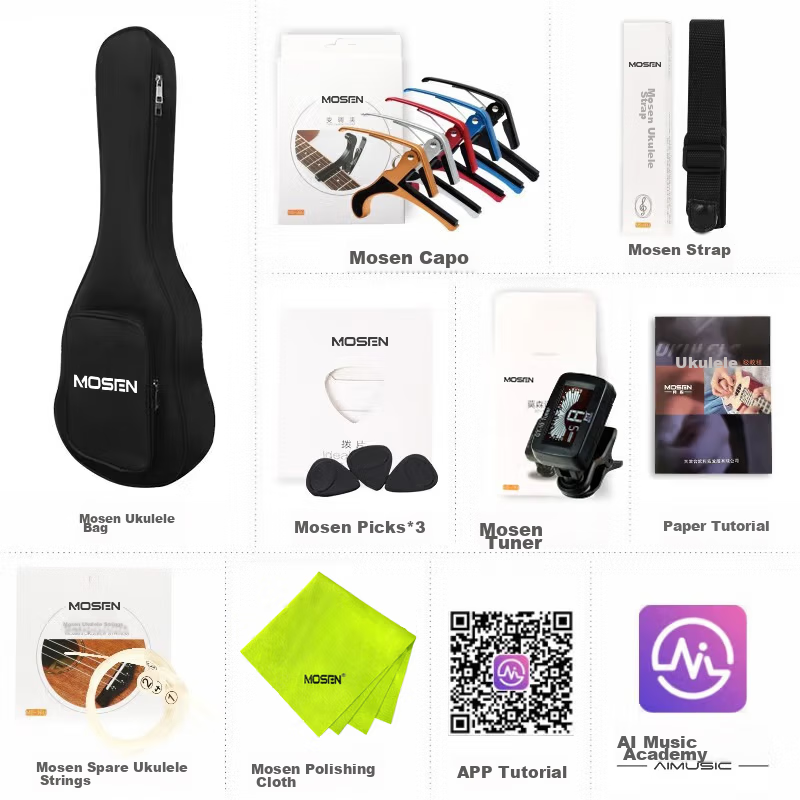 MOSEN MUS800 Ukulele, Classic All-Peach Wood Mini Guitar, 21 Inches 6