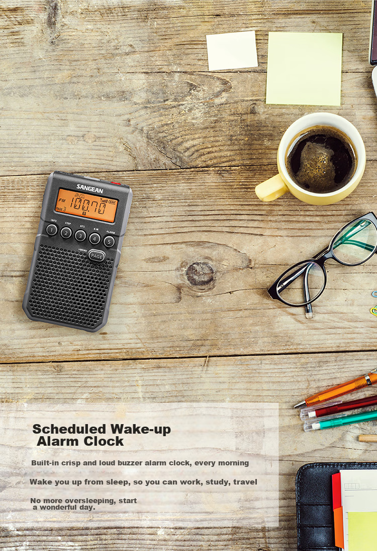 SANGEAN DT-800C, Digital Tuning Mini Alarm Clock Radio, Portable, for Elderly, Semiconductor, Students, Campus Broadcasting, FM English CET-4/6 3