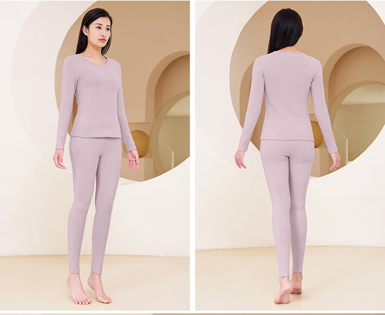 Yiershuang [Anti-Mite And Odor-Resistant] Autumn And Winter Cashmere Silk Thermal Underwear Set, 5A Antibacterial Ladies' Fleece-Lined Autumn Top And Pants 3