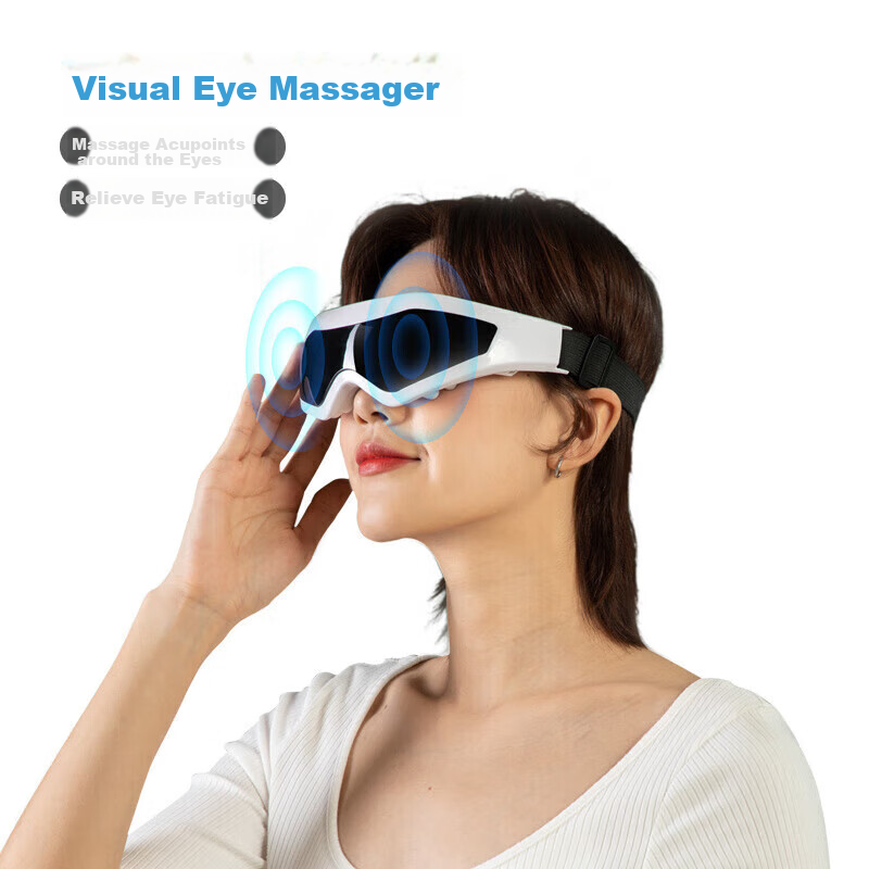 Jiancheng Visual Eye Massager, Magnetic Massage Eye Care Device, Constant Temperature Heat Therapy Sleep Mask HY001, White