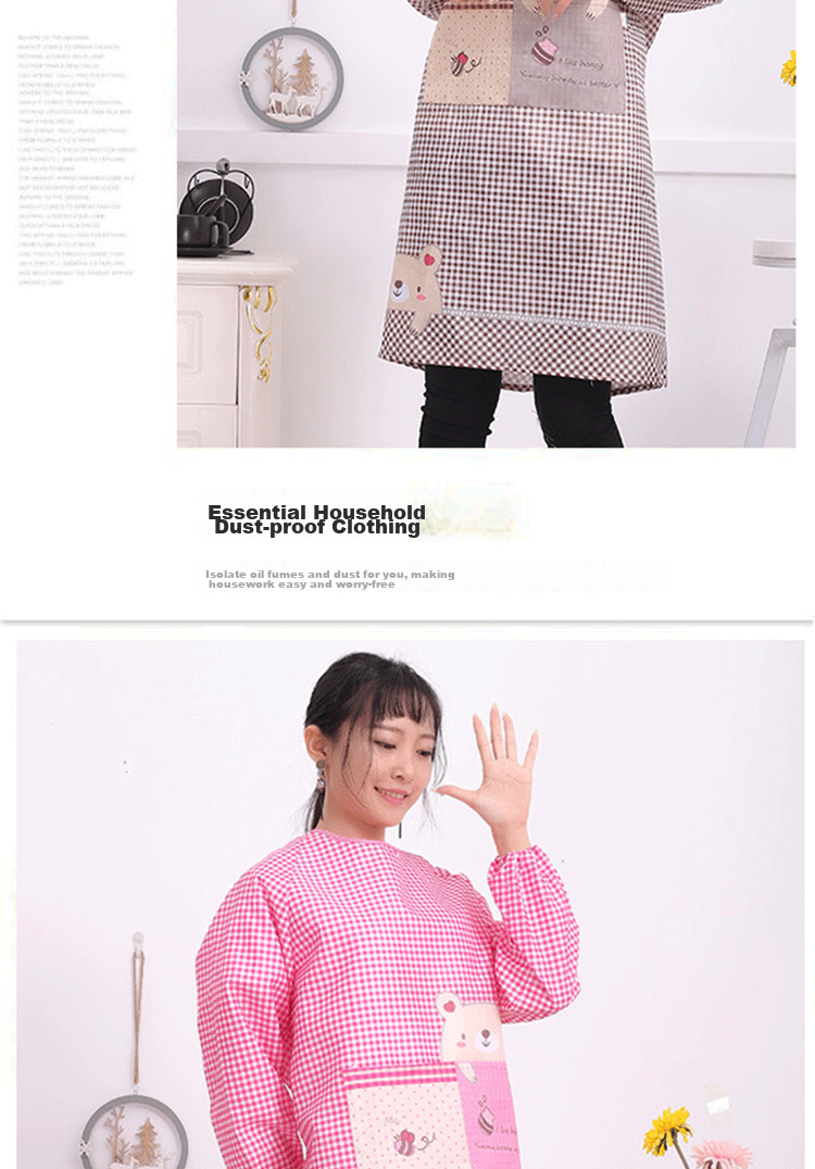 MISHIGUANG Oil-Resistant Long-Sleeve Apron, Adult Kitchen Apron, Hand-Wiping, Fashionable Household Apron for Men And Women, Long Sleeves 5