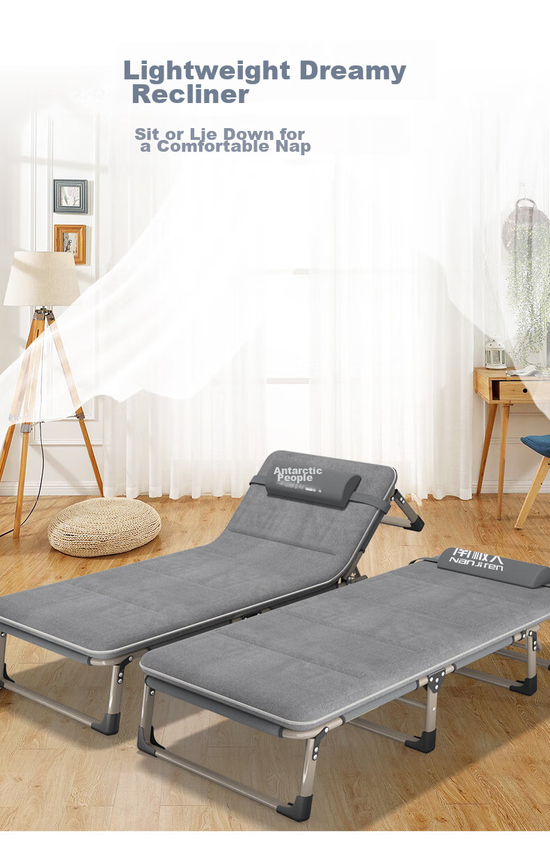 Nanjiren Folding Bed Lounge Chair Single Bed Lounge Chair Office Nap Lounger Siesta Bed Companion Bed Simple Camping Cot 68cm 3