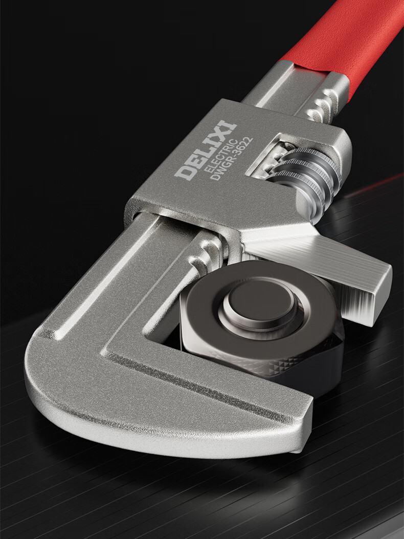 Delixi Adjustable Wrench Universal Multi-Function Pipe Wrench Thickened F-Type 15 Inch Right Angle Wrench 100mm Opening 4