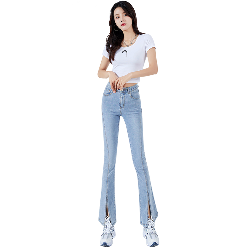Langsha Women's Micro Flared Jeans Spring Summer High Waist Slim Fit Stretch Fashion Flared Casual Pants