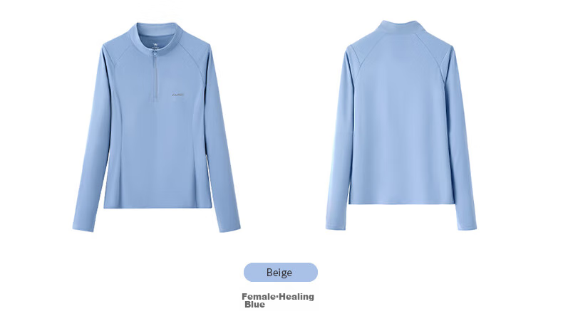 CAMEL Thin Fleece Sports Top for Women, Stand-Up Collar Long Sleeve Running Fitness T-Shirt C1W14L0623 Peach Pink S 8