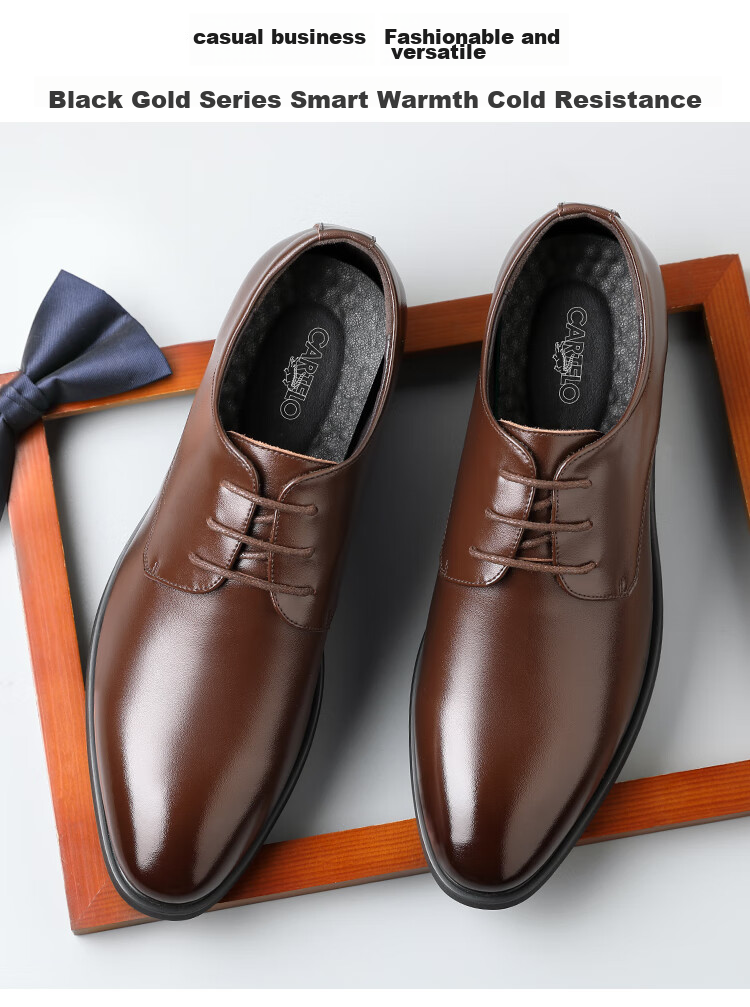 CARTELO Suede Leather Shoes for Men, Business Low-Top Formal Shoes, Men's Professional Office Leather Shoes 9273 Black Size 40 2
