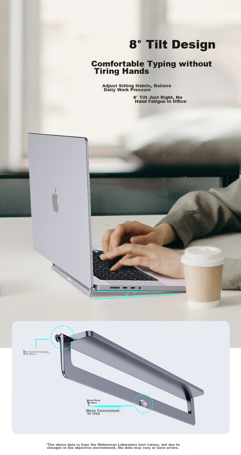 VOKAMO Invisible Portable Laptop Stand Compatible with Huawei Mate, Lenovo Computers, X Apple MacBook Pro/Air Laptops, Aluminum Alloy Computer Desk Support Riser 8