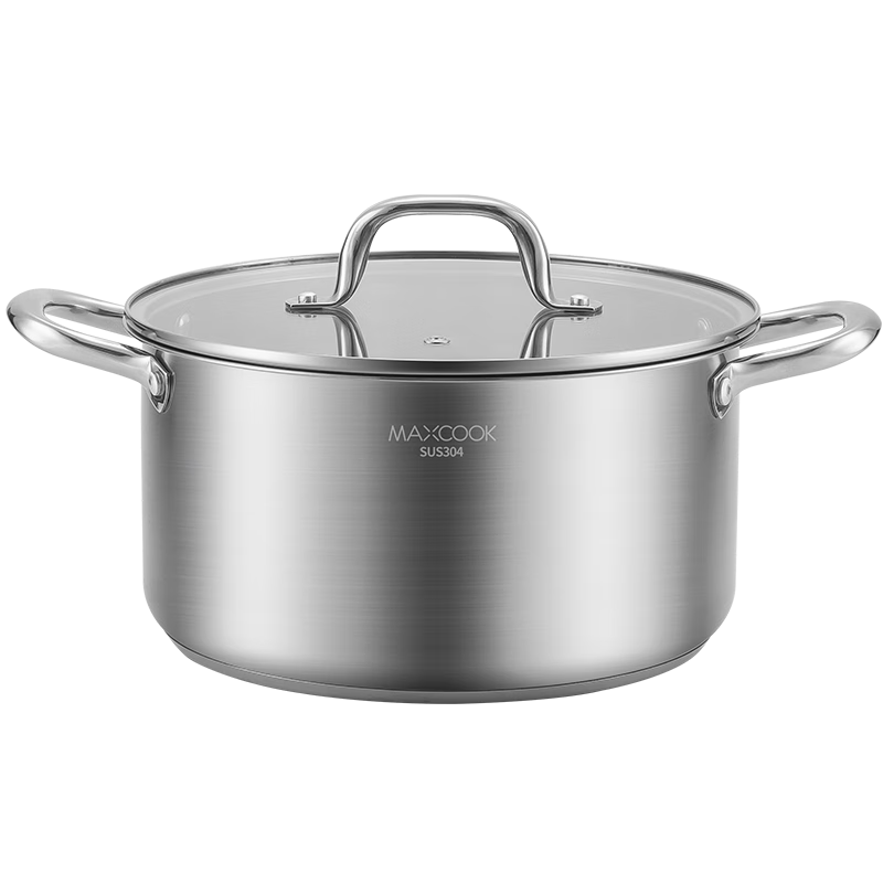 Maxcook Soup Pot, 304 Stainless Steel Soup Pot, 24cm Thick Composite Bottom, Compatible with Induction Cooker MCT8244