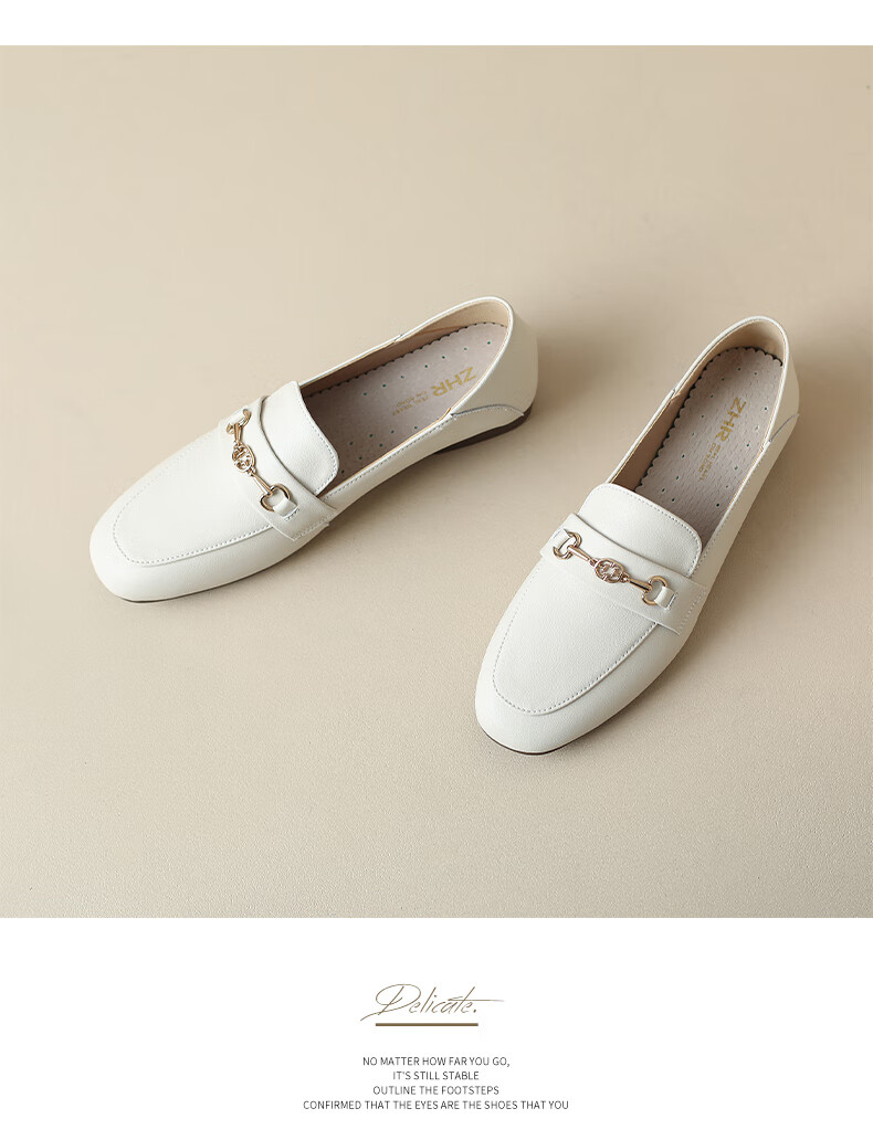 ZHR Zese Loafers Women Casual Breathable Soft Sole Slip-On Fashion Square Toe Shoes AH311 Beige 39 16