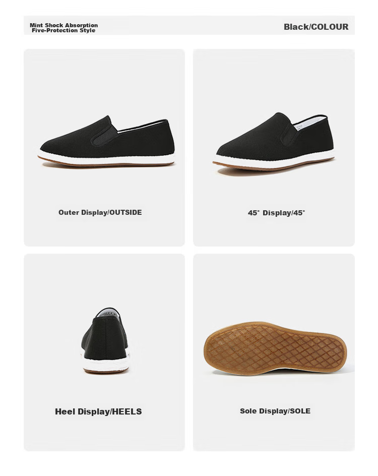 Laomeihua [Classic Mugwort Style], Traditional Beijing Cloth Shoes with Thousand-Layer Sole, Breathable And Foot-Friendly Slip-Ons, Size 38 24