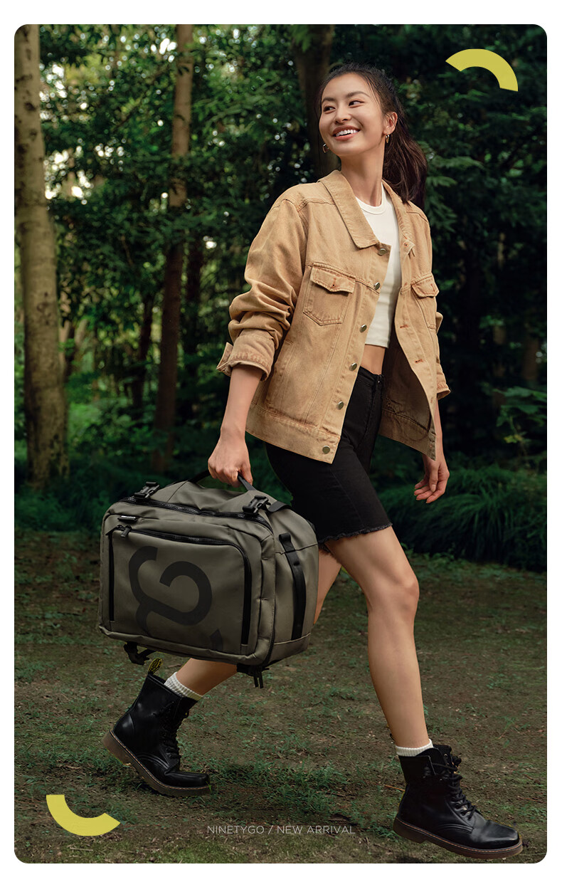 90Fen Outdoor Backpack, Large Capacity Travel Bag for Men And Women, Sports Backpack with Hand-Held And Crossbody Options, Coffee Color 3