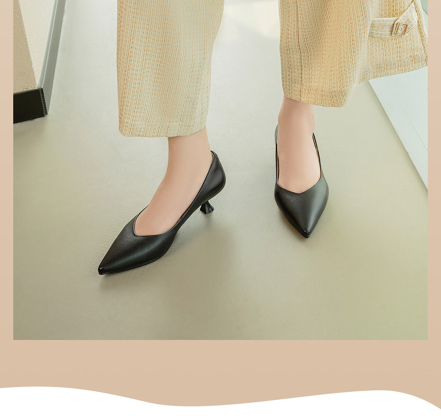 COMELY Elegant High Heels for Women, Spring And Summer New Black Commuter Women's Genuine Leather Pumps, Versatile And Comfortable, Apricot Color, Size 36 12