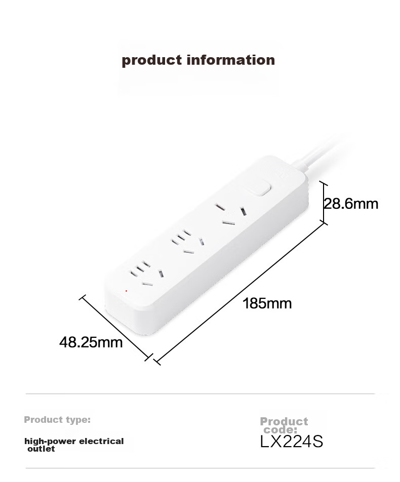 Deli 16A High-Power Socket, 4kW Air Conditioner Socket/power Strip/extension Cord/outlet Strip/power Board, 3 Outlets, Master Switch, 3 Meters (With 16A Converter), LX224S 13