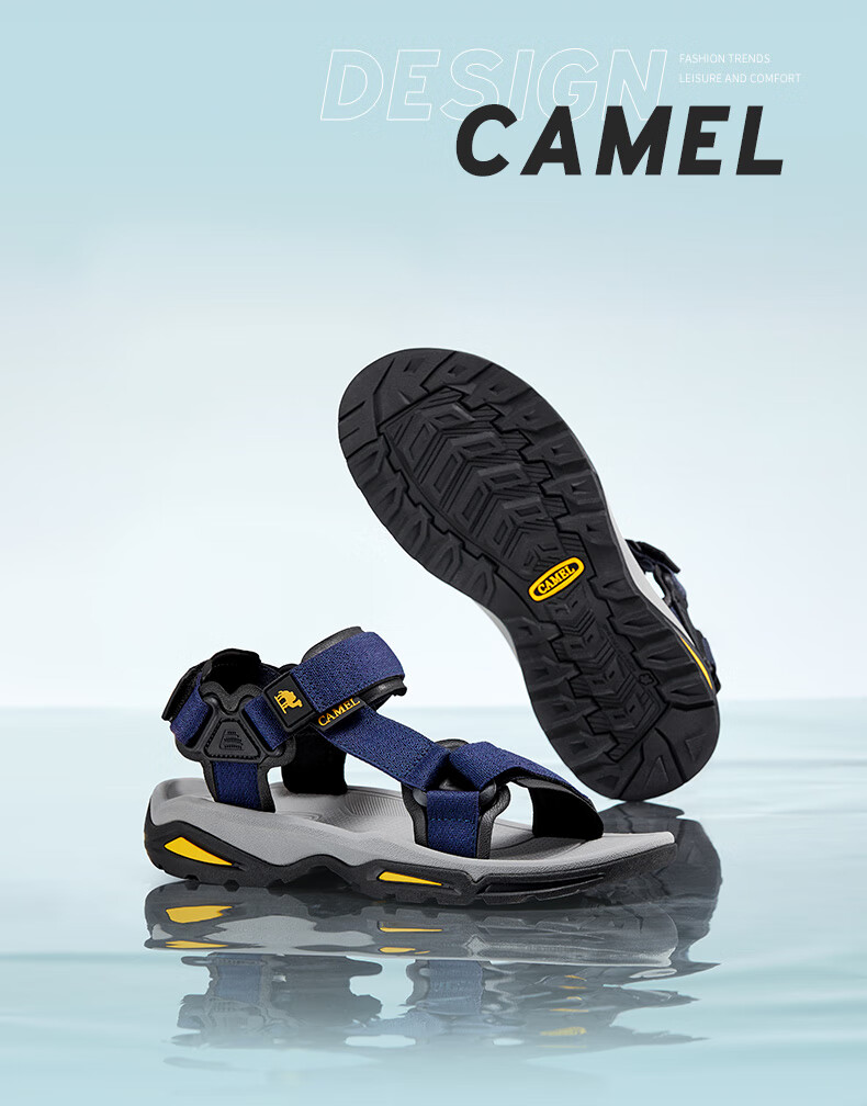CAMEL Outdoor Beach Sandals with Flat Soles for Men A822162412 Gray Size 42 10
