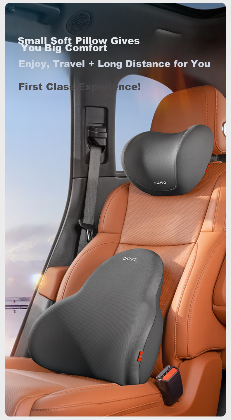 CICIDO Car Headrest, Summer Lumbar Support Set, Neck Pillow for Vehicles, Seat Cushion, Driving Waist Protector, Tesla 5