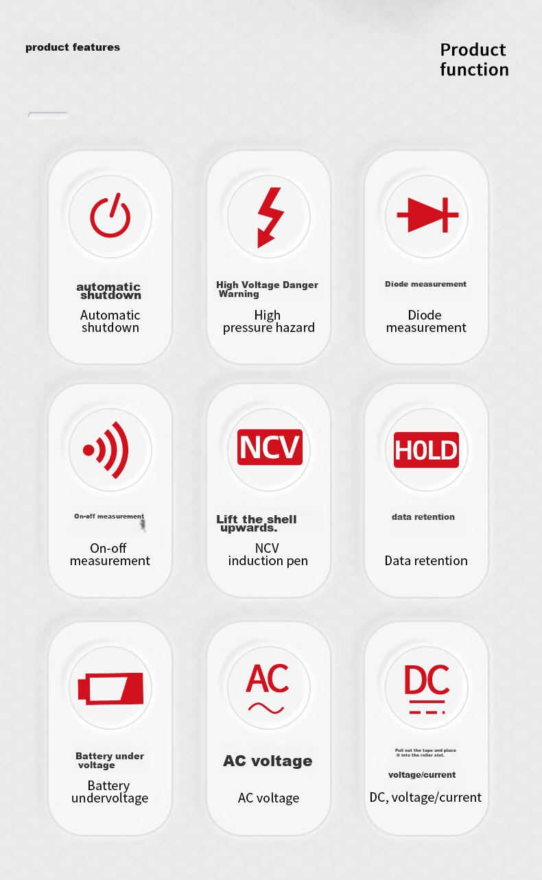 DELIXI ELECTRIC Multimeter 890C High Precision Household Anti-Burn Electrician Meter NCV Voltage Detector P3 Smart Multimeter P3 5