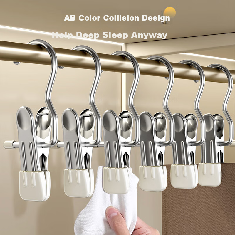 Baicaoyuan Pants Hangers, Drying Rack, Latex-Coated Non-Slip Hangers, 10 Pieces, Plastic-Coated Stainless Steel Pants Clips, Clothes Drying Rack