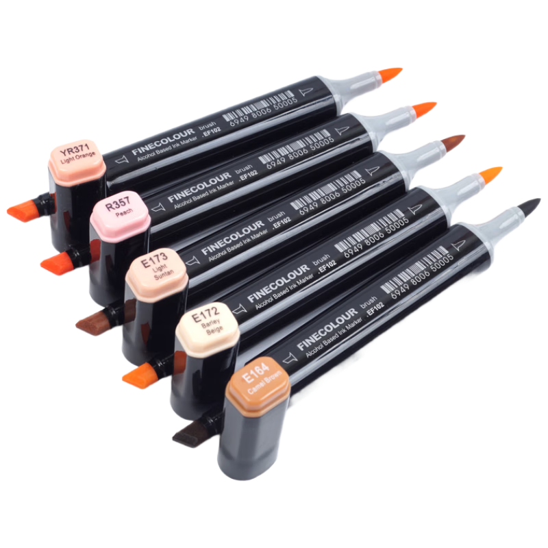 FINECOLOUR 5th Generation Alcohol-Based Dual-Tip Markers, 120 Colors, Anime Transparent Pen Case Set, Art Sketching Watercolor Pens