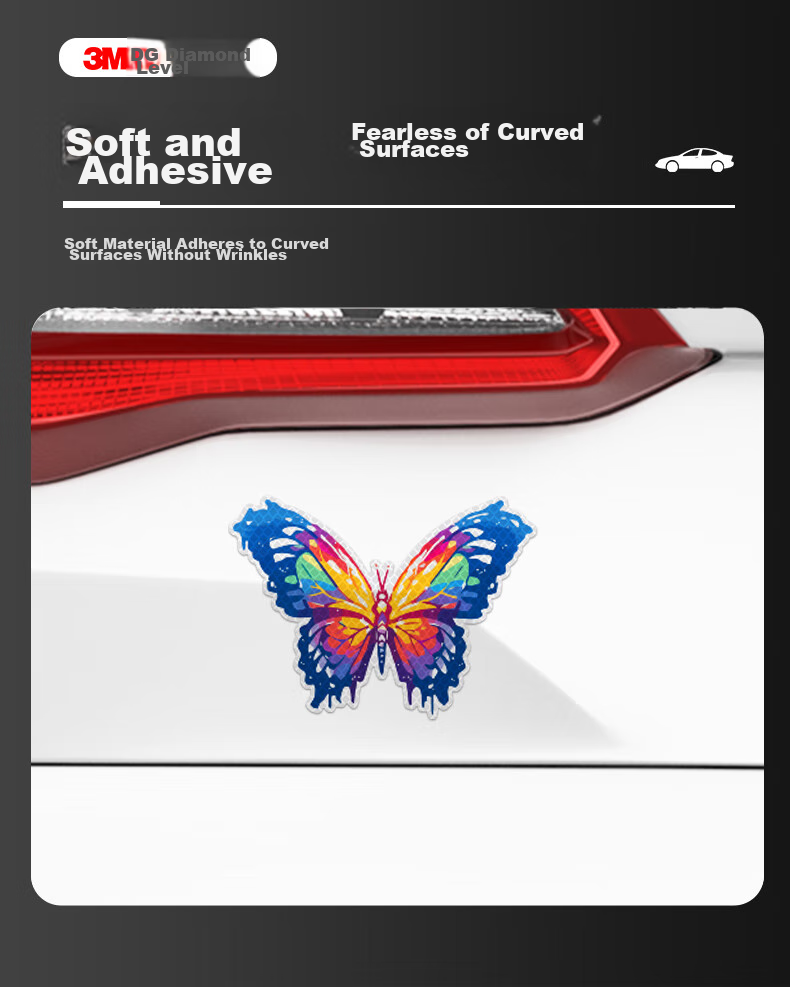 3M Reflective Sticker Warning Tape Label Glow-In Sticker for Electric Bikes, Motorcycles, Cars, Scratch Cover Diamond Grade - Graffiti Butterfly 12.7cm*9.2cm (1 Piece/bag) 5