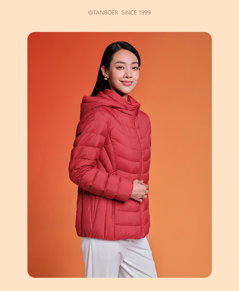 Tanboer Lightweight down Jacket for Women, Short Loose Fit with Detachable Hood, Autumn Warm Ladies' Coat TD236256, Lavender Purple, Size 175 19