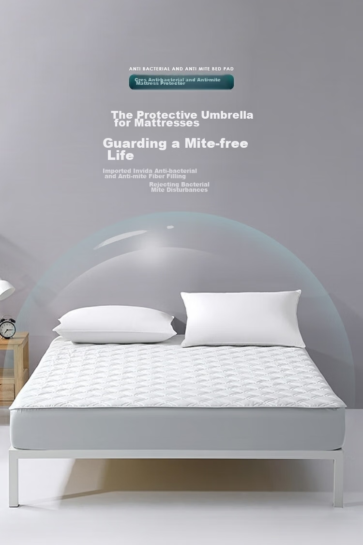 Shuixingjiafang Bed Protector, Antibacterial And Anti-Mite Protective Pad, Thin Mattress Cover, Full Encasement Protector, for 1.5-Meter Bed, Light Gray Color 1