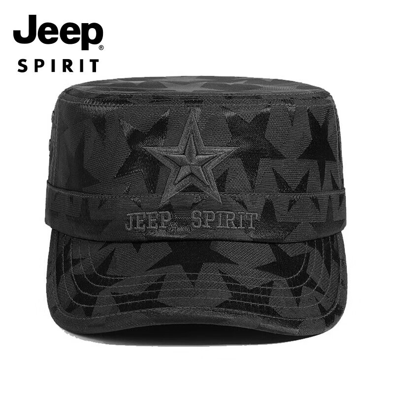 JEEP Men's Baseball Cap, All-Season Versatile Visor Hat, Casual Outdoor Flat Top Cap A0160 Black