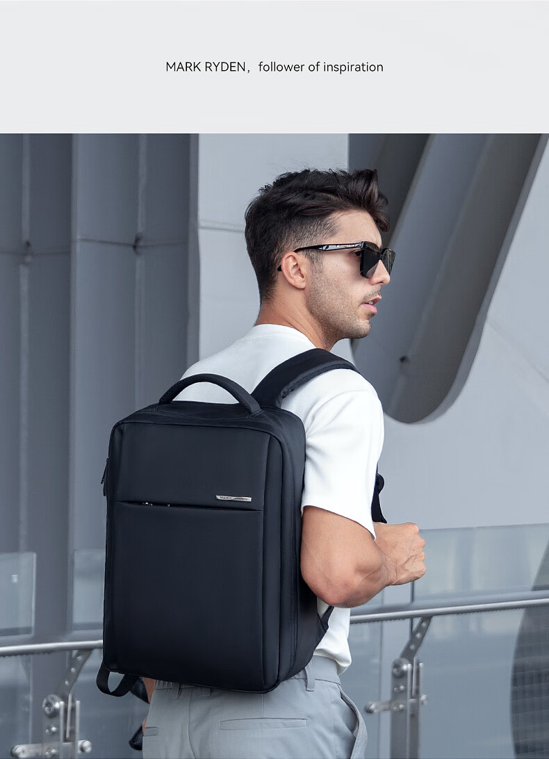 MARK RYDEN Backpack for Men, Casual Multi-Functional Laptop Bag, Travel Bag, Student Schoolbag MR2900 Elegant Black Standard Style 2