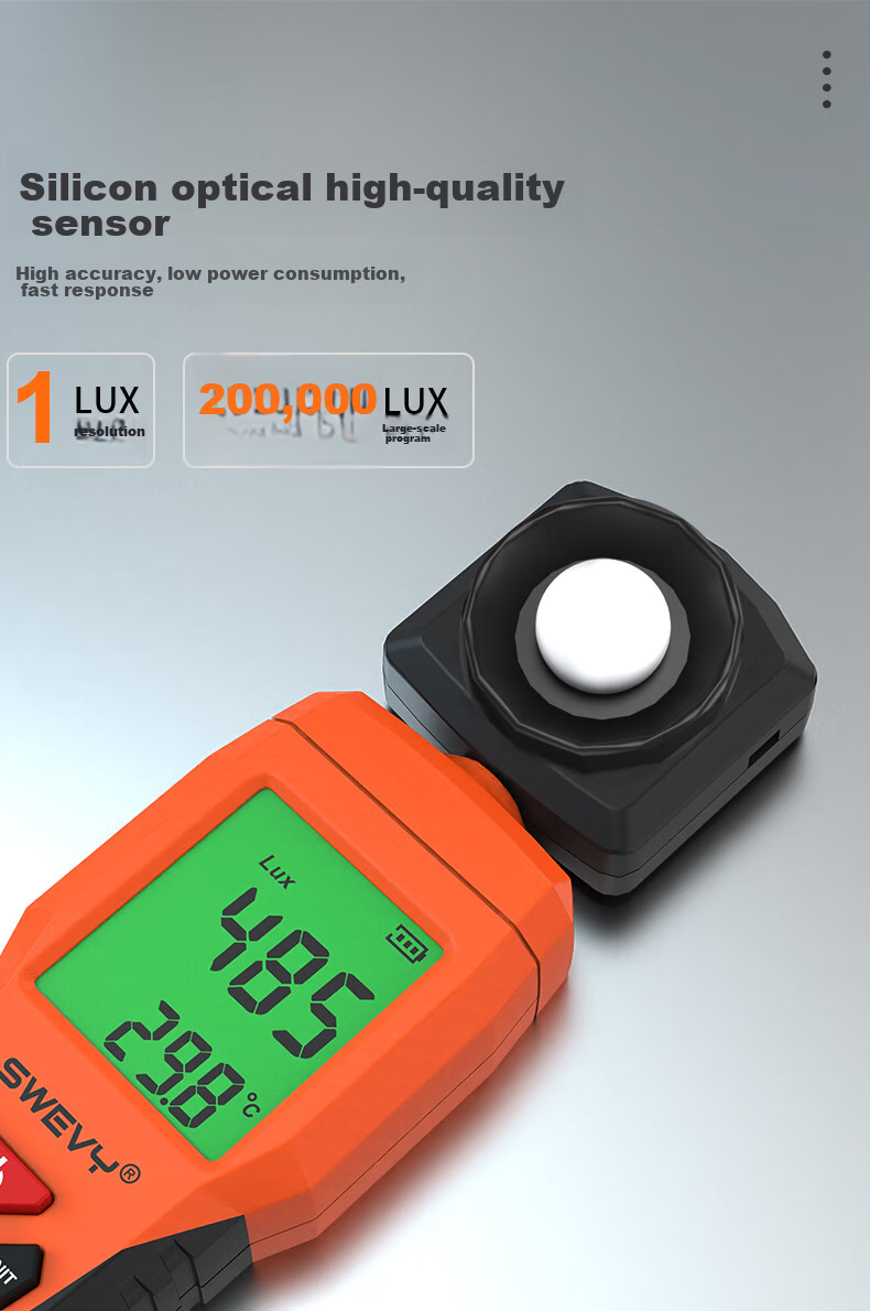 Suwei Illuminance Meter, Light Meter, Illuminometer, Brightness And Illuminance Tester, Light Meter SW6013 8