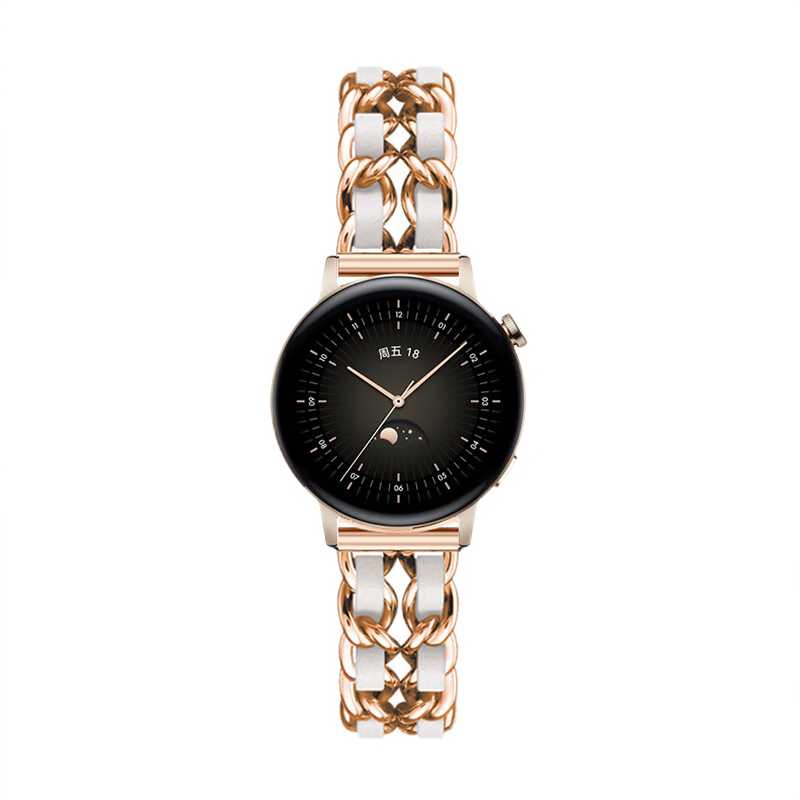 Watchbond Compatible with Huawei Watch GT3/GT2 Strap, GT3 Pro Women's 43mm Chanel-Style Metal Watch Band, Honor Magic2 Women's Fashion Sports Style 20mm Universal Strap