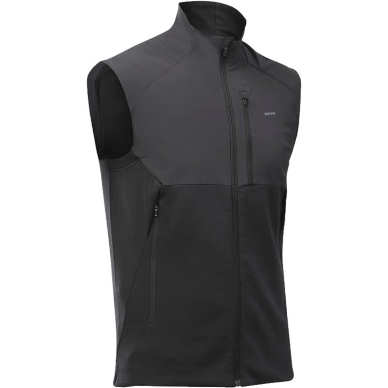 DECATHLON Fleece Jacket Men's Inner Layer Coral Fleece Vest Hiking Fleece Vest Black 2XL-4719073