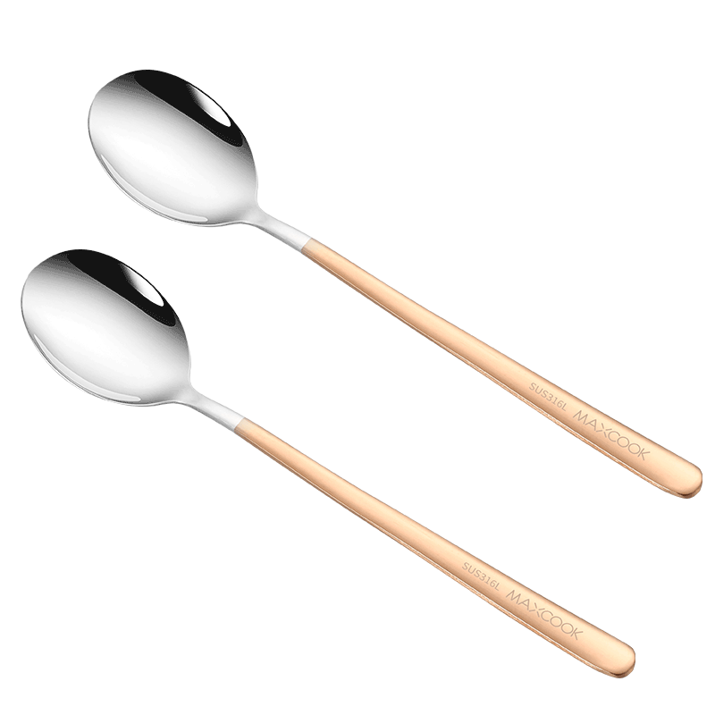 MAXCOOK 316L Stainless Steel Soup Ladle And Spoon, Large Serving Spoons for Rice And Meals, 2-Piece Set in Rose Gold MCGC0224