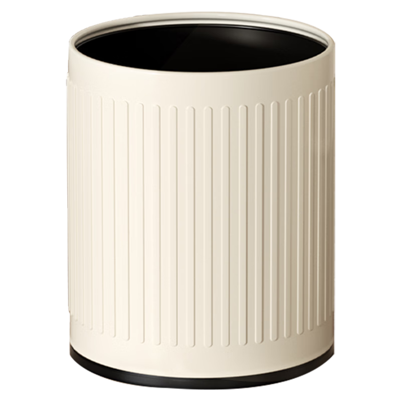AKBK Stainless Steel Trash Can, 10L, Internet-Famous Cream Style, Home Use, Press-Ring Design, for Living Room And Kitchen, Light Luxury Hotel Style, High Aesthetic Value