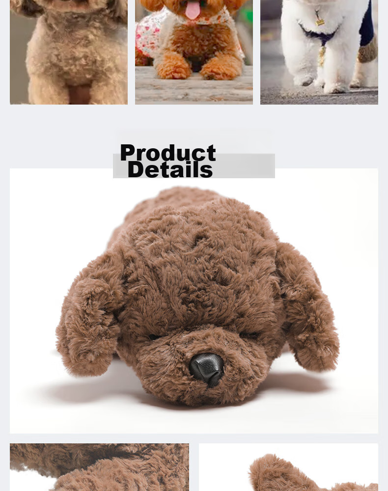 LIV HEART Poodle Plush Toy Dog Pillow Stuffed Animal Birthday Gift - Chocolate Brown Poodle L 6