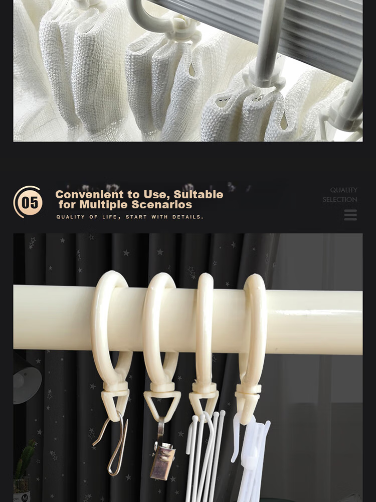Ali Curtain Rings, Thickened And Reinforced Universal Hanging Rings for Roman Rods, Extendable Rods, Shower Curtains, Hooks, And Rings, 25 Pieces 6