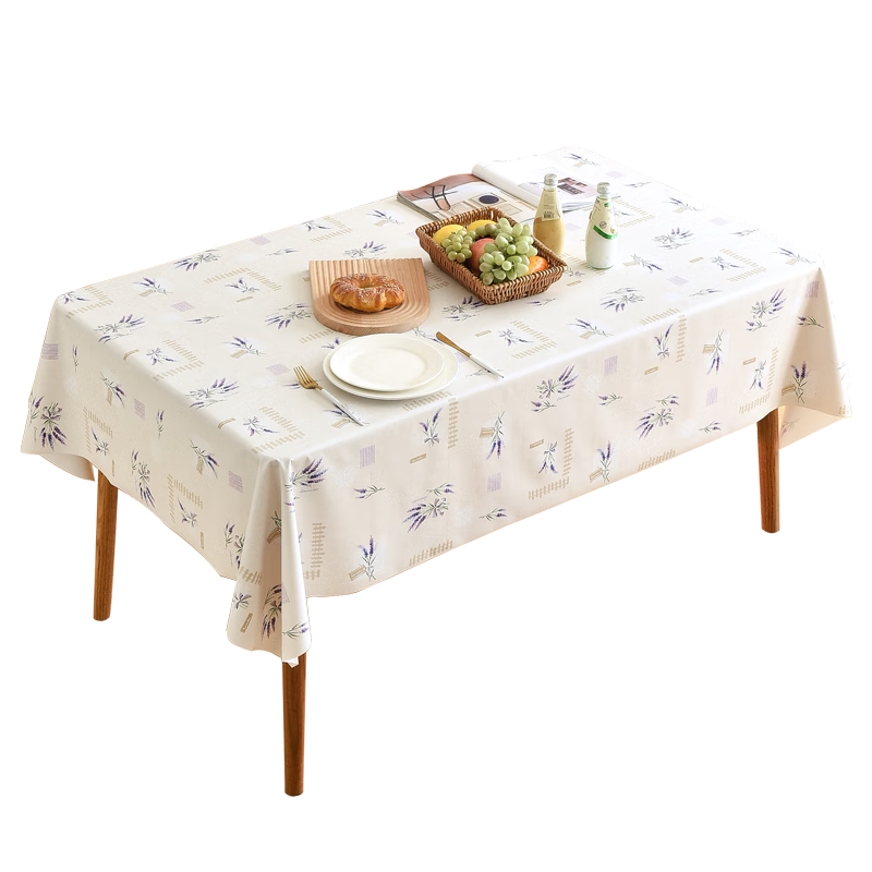 MEIWA Tablecloth, Waterproof, Oil-Proof, Heat-Resistant Table Mat, High-Quality Fabric Table Cover, Coffee Table Mat, 135*180cm, Lavender