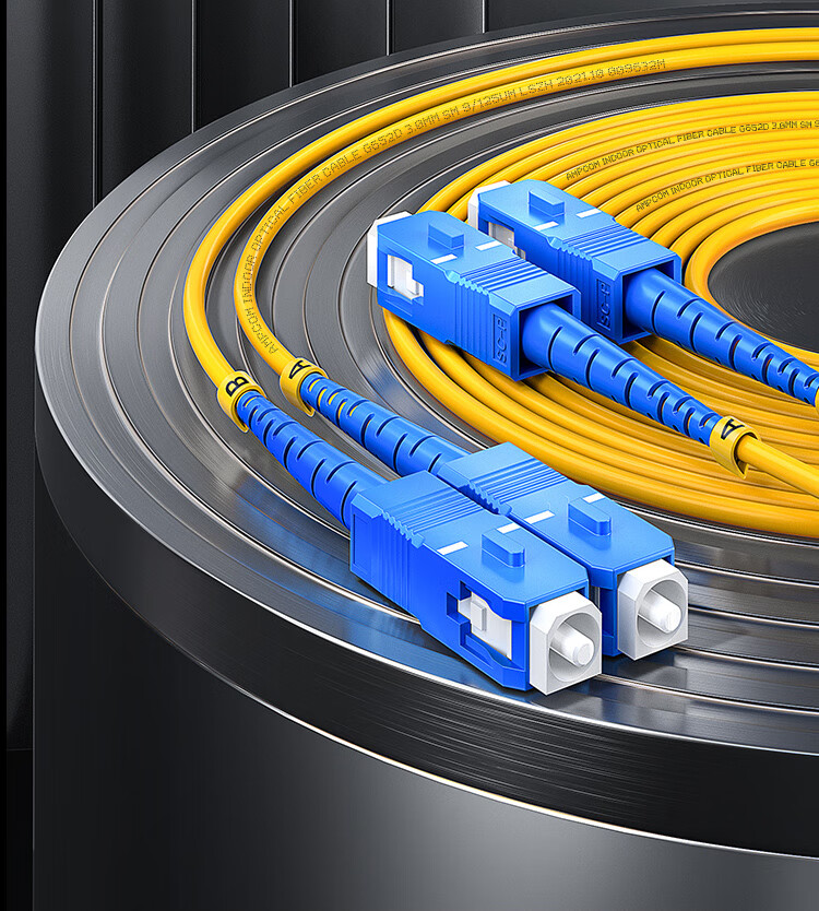 AMPCOM Fiber Optic Patch Cable Telecom Grade Single-mode Single Core 2.0mm SC-SC 9/125μm FTTH Fiber Optic Cable for Optical Transceiver 2 Meters ASM2SC1202 2
