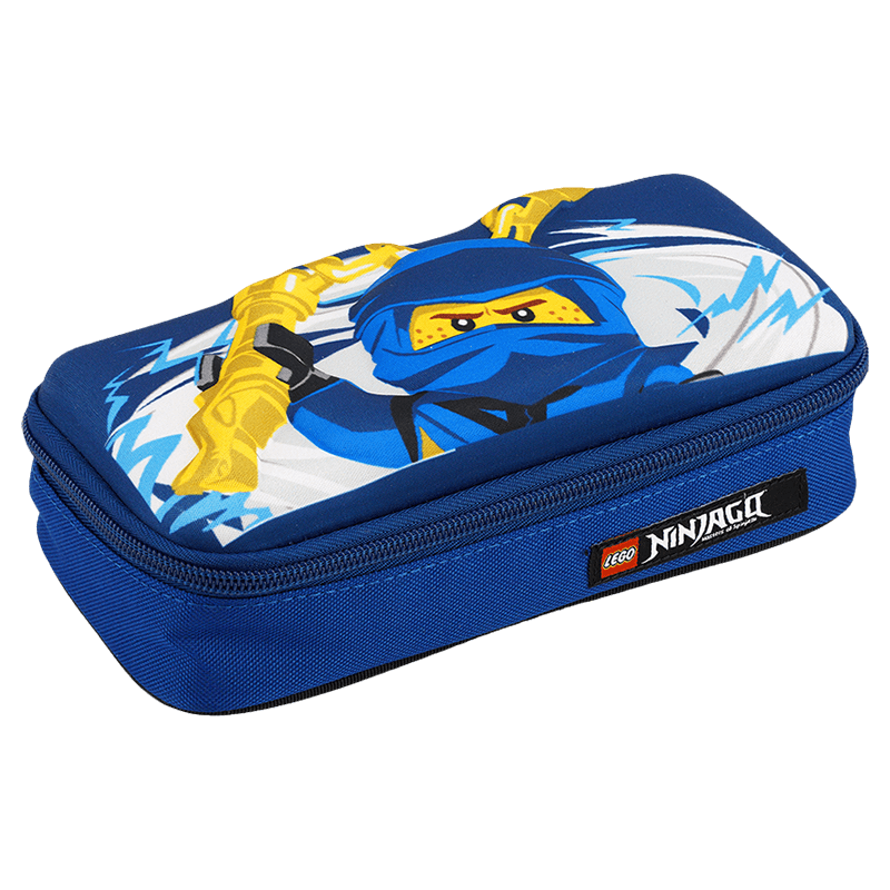 LEGO Children's Stationery Box, Phantom Ninja Kai Pencil Case, Student Double-Layer Cartoon Hard Shell Pencil Box, Light Blue, Gift for Boys, 20027
