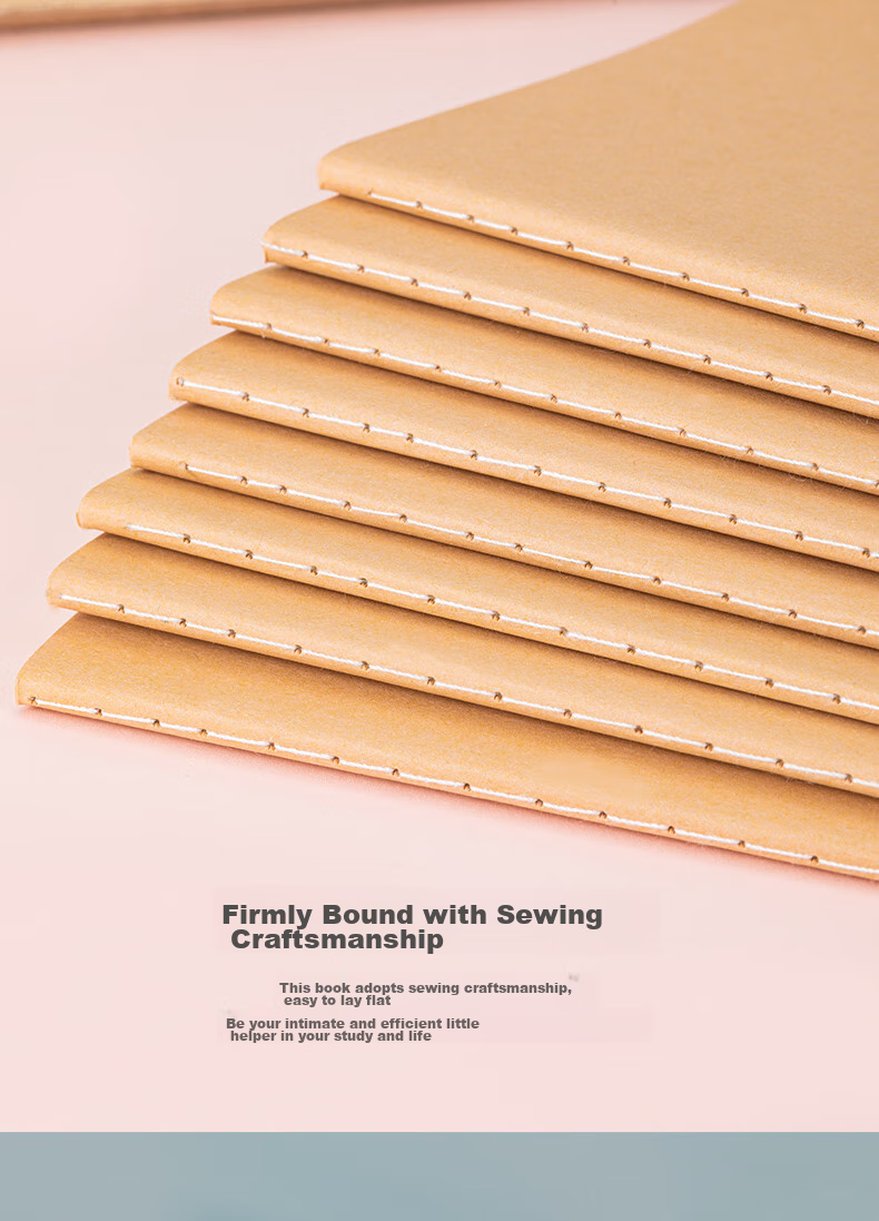 Deli Kraft Paper Math Notebook, Stitched Student Soft Copybook, Homework Notebook, 16K40 Sheets, 28 Lines Per Page, 3-Pack Set, F1640-3 10