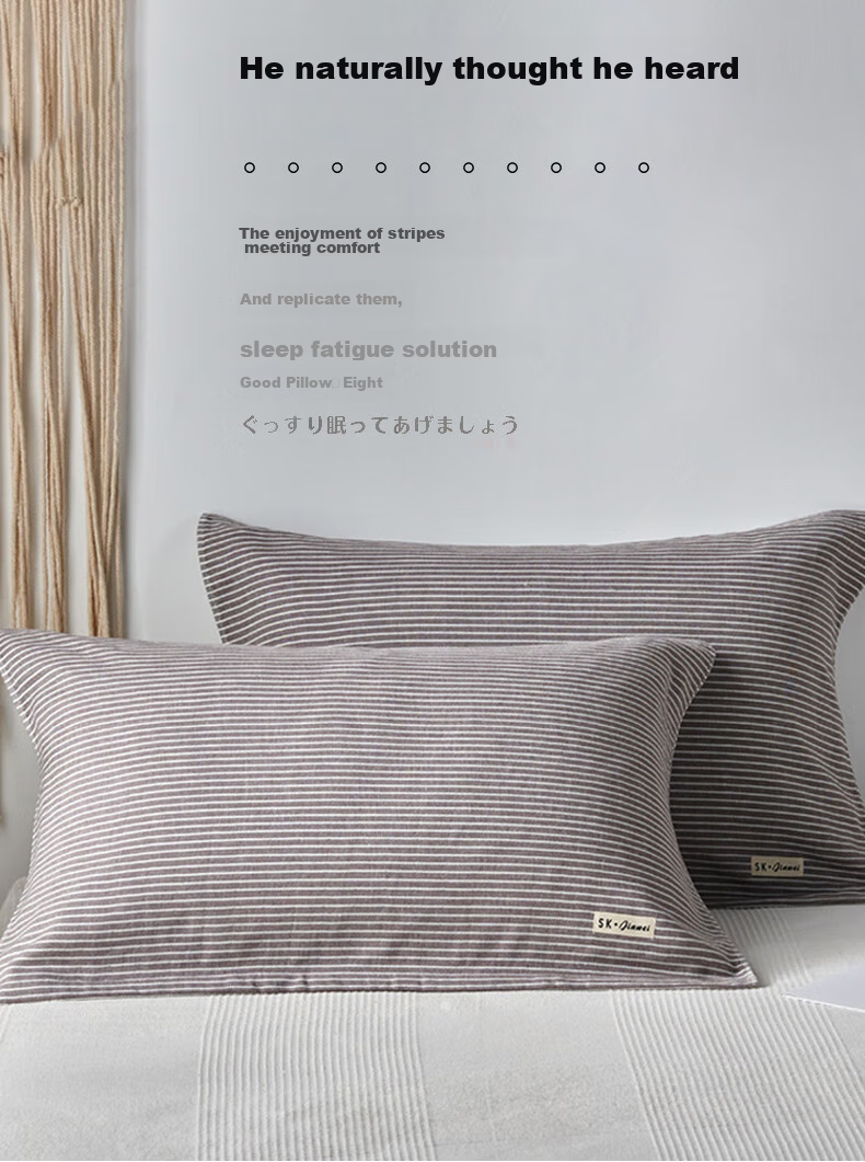 Hengyuanxiang Pure Cotton Gauze Pillowcase, Three-Layer All-Cotton Pillowcase, Breathable, Sweat-Absorbing, Soft, Single Piece, 52*75cm 1