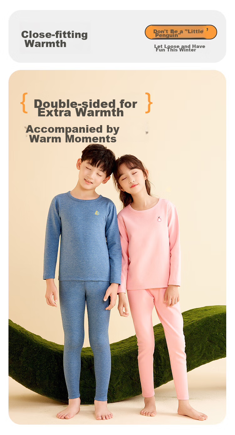 Hodohome Children's Autumn Underwear Set for Boys, Antibacterial Brushed Wool And Silk Blend Thermal Underwear without Bone Structure, Warm Inner Wear 203 150 6