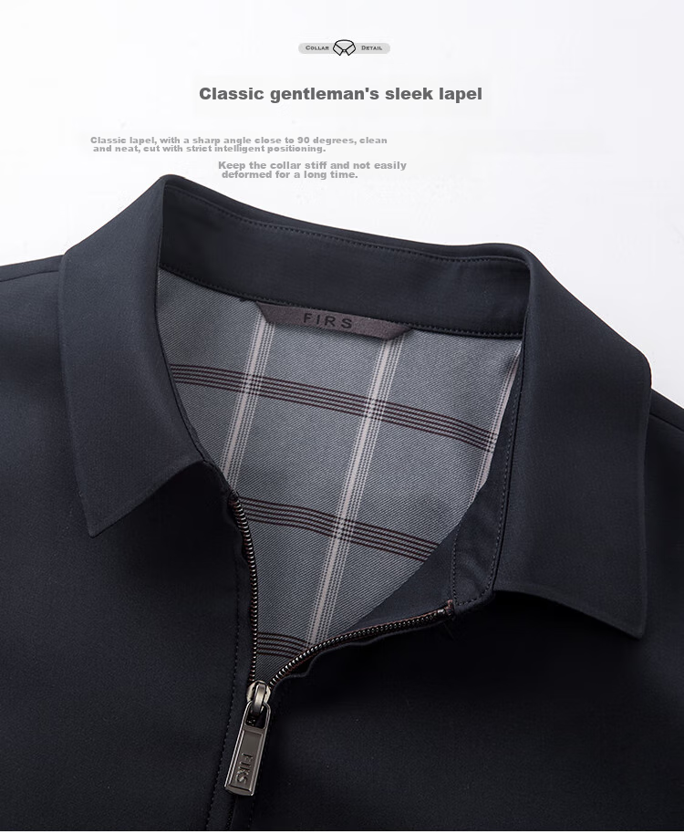 FIRS Lapel Jacket, Business Style, Mulberry Silk, Smooth Texture, Soft, Wrinkle-Resistant, Classic Fit, Slim-Fit, Simple Solid Color Jacket 6