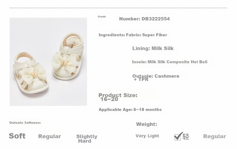 DAVE & BELLA Baby Girl Pre-Walking Shoes, Princess Shoes, Summer Newborn Children's Shoes, Soft Sole, Lightweight 3