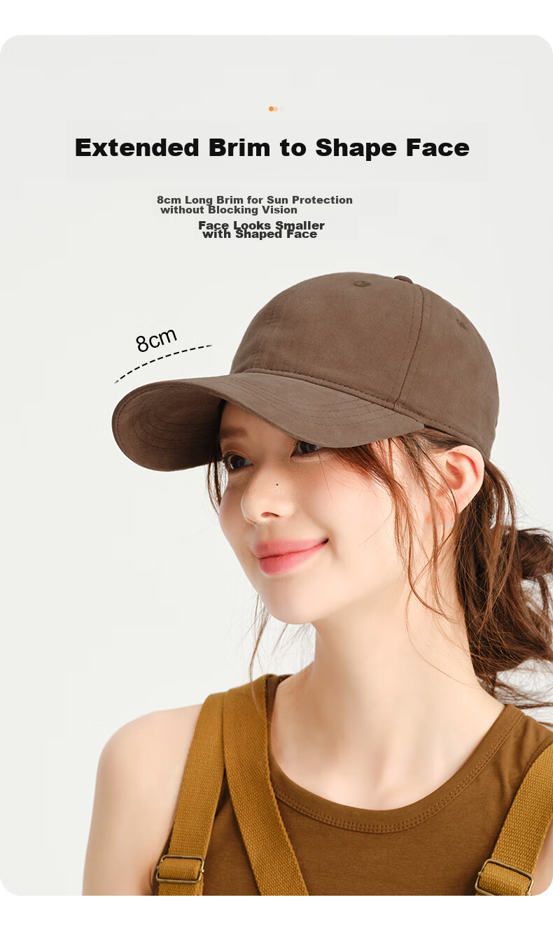 CACUSS Women's Baseball Cap Four-Season Casual Soft Top Duckbill Hat Men's Outdoor Versatile Sunshade Embroidered Hazelnut Brown 2