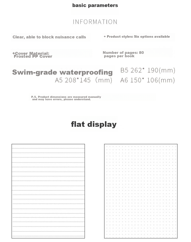 Wengu B5/80 Sheets Notebook, Spiral-Bound, Simple And Thick, for Office And Student Use, Stationery, PP Semi-Transparent Frosted Cover, Hard Shell, PPXQ001-1 (B5) Blank 13